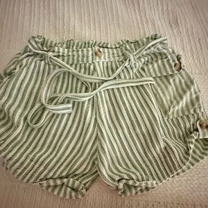 Free People (FP One) Green Striped Women's Shorts